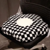 Çiçek Desenli Hafızalı Köpük Oturma Minderi - Mavi Çiçekli - 45x45x4cm thumbnail 5