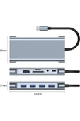 Aksesuarcı 11in1 Macbook Pro Air Type-C Çevirici Dönüştürücü Çoklayıcı Pd Şarj Hdmi Sd Network Vga Girişli Taşınabilir Adaptör - 5