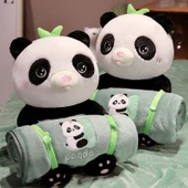 Panda Bambu Desenli Rulo Battaniye - Resim Rengi - 40*28cm+100*170cm - 8