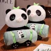 Panda Bambu Desenli Rulo Battaniye - Resim Rengi - 40*28cm+100*170cm - 9
