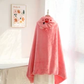 Çizgi Film Desenli Klima Örtüsü Şal Battaniye - Şaşı Beaver 100x170cm - 1