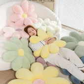 Tavşan Tüyü Sekiz Yapraklı Çiçek Peluş Yastık - Mor - 60cm thumbnail 3