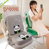Modern Peluş Kare Lale Yeşili Panda Minder - 40x40x10cm - 2