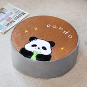 Modern Peluş Yuvarlak Kahverengi Panda Minder - 39x15cm - 1