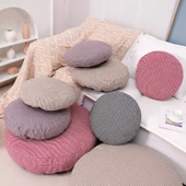 Kazayağı Desenli Pamuk Futon Minder - Pembe Gri Ekose - 60cm - 9