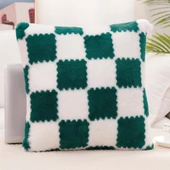 Kare Siyah Beyaz Damalı Çift Taraflı Peluş Minder - 8