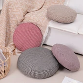Kazayağı Desenli Pamuk Futon Minder - Pembe Gri Ekose - 60cm - 7