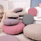 Kazayağı Desenli Pamuk Futon Minder - Haki Beyaz Ekose - 60cm - 10