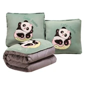 Çiçekli Panda Klima Yorgan Yastık - 40x40cm/1x1.5m - 12