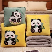 Bambu Desenli Panda Klima Yorgan Yastık - 45x45cm/1.5x2m - 9