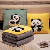 Bambu Desenli Panda Klima Yorgan Yastık - 45x45cm/1.5x2m - 11