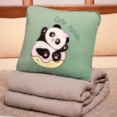 Çiçekli Panda Klima Yorgan Yastık - 45x45cm/1.5x2m - 1