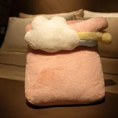 Üçgen Peluş Yastık - Mavi Roket - 45x20x42cm thumbnail 4