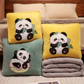 Bambu Desenli Panda Klima Yorgan Yastık - 45x45cm/1.5x2m - 10