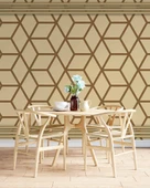 3 Boyutlu Kahverengi Geometrik Çizim Duvar Kağıdı thumbnail 5