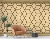 3 Boyutlu Kahverengi Geometrik Çizim Duvar Kağıdı thumbnail 6