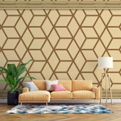 3 Boyutlu Kahverengi Geometrik Çizim Duvar Kağıdı thumbnail 1