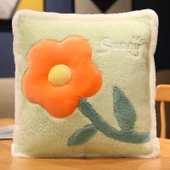 Çiçek Minder Yastık 3'ü 1 Arada - Gri Yastık 45cm thumbnail 6