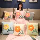 Çiçek Minder Yastık 3'ü 1 Arada - Gri Yastık 45cm thumbnail 3