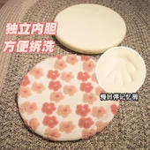 Sevimli Çiçekli Kuzu Yünü Minder - Mavi Çiçekli, 50cm thumbnail 4