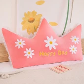 Çift Taraflı Taç Yastık - Açık Pembe Papatya - 85x150cm thumbnail 8