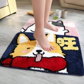 Sevimli Çizgi Film Hayvan Serisi Havlu Paspas - Shiba Inu - 40x60cm - 10