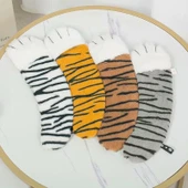 Peluş Klozet Kapak Örtüsü - Sarı Beyaz - 9