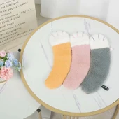 Peluş Klozet Kapak Örtüsü - Sarı Beyaz - 7