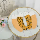 Peluş Klozet Kapak Örtüsü - Sarı Beyaz - 4