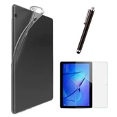 Huawei MediaPad T5 10,1 inç Uyumlu Şeffaf Kılıf Cam Kalem Set thumbnail 1