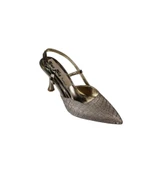 YAZKIŞ Kadı Gümüş Altın Siyah İnce 8cm Topuklu Önü Kapalı Arkası Açık Abiye Düğün Ayakkabısı - 3