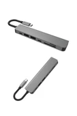 Aksesuarcı 7in1 Macbook Pro Huawei Dell Uyumlu Type-C To 4K Hdmi+Usb3.0+SD/TF+PD Taşınabilir Adaptör - 5