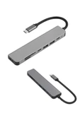 Aksesuarcı 7in1 Macbook Pro Huawei Dell Uyumlu Type-C To 4K Hdmi+Usb3.0+SD/TF+PD Taşınabilir Adaptör - 6