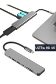 Aksesuarcı 7in1 Macbook Pro Huawei Dell Uyumlu Type-C To 4K Hdmi+Usb3.0+SD/TF+PD Taşınabilir Adaptör - 4