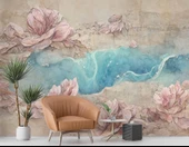 Soft Pembe Gül Desenli Duvar Kağıdı - 6