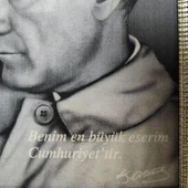Özel Tasarım Çerçeve | Atatürk "Benim En Büyük Eserim Cumhuriyettir" Tablosu (23.5 X 29.5 Cm) - 3