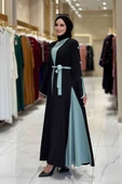 Fiyonk Detaylı Abaya Elbise Takım 3955 Siyah-Mint thumbnail 3