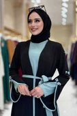 Fiyonk Detaylı Abaya Elbise Takım 3955 Siyah-Mint thumbnail 4