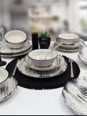 Anka 24 Parça 6 Kişilik Yemek Takımı-Desenli Siyah - 1