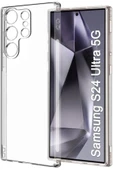 EVAX  (TIPALI ŞEFFAF) Samsung S24 Ultra Kamera Koruyuculu Şarj Yeri Tıpalı Yumuşak Şeffaf Silikon Kılıf - 1
