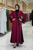 Fiyonk Detaylı Abaya Elbise Takım 3955 Bordo - 1