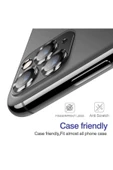 EVAX  (METAL LENS) Iphone 11 Pro Max / Iphone 11 Pro Uyumlu Kamera Koruyucu Lens Mercek Metal Çerçeveli - 1
