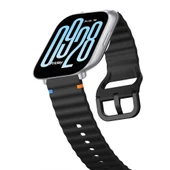 Redmi watch 5 Lite 5 Active İle Uyumlu Dalga Desenli Tokalı Yumusaş Soft Silikon Kordon  Siyah thumbnail 4