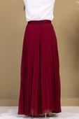 Beli Lastikli Pliseli Şifon Pantolon 6030-Bordo - 6