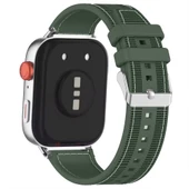 Huawei Watch Fit 4 Fit 4 Pro İle Uyumlu Dikiş Desenli Metal Tokalı Dokuma Silikon Kordon  Haki - 2