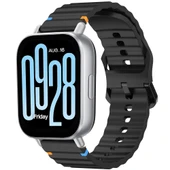 Redmi watch 5 Lite 5 Active İle Uyumlu Dalga Desenli Tokalı Yumusaş Soft Silikon Kordon  Siyah thumbnail 1