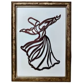 Özel Yapım Beyaz Arka Plan 3 Boyutlu Lazer Kesim Semazen Çerçeve (28.3 Cm X 38 Cm) - 6
