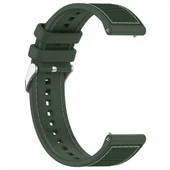 Huawei Watch Fit 4 Fit 4 Pro İle Uyumlu Dikiş Desenli Metal Tokalı Dokuma Silikon Kordon  Haki - 3