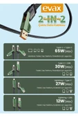 EVAX 4’lü 2in2 1.5mt Data ve Şarj Kablosu Kablosu Type-C Lightning Bir Arada - 2