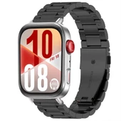 Huawei Watch Fit 4 Fit 4 Pro Uyumlu Paslanmaz Döküm Çelik Metal Kordon Dayanıklı ve Şık  Siyah - 1